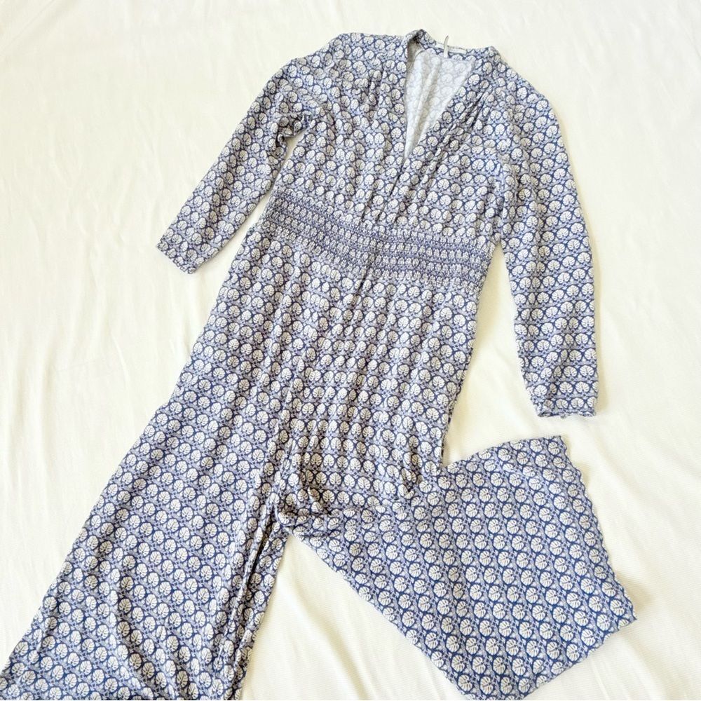 Scotch & Soda Maison Womens Romper Longsleeve Floral Wide Leg Vneck Resort M